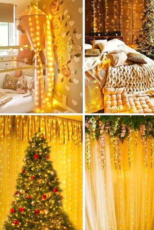 Carnivalland 3x3 Metre Sarı Usbli Kumandalı Peri LED Dekoratif Aydınlatma Yılbaşı Çam Ağacı Ev Süsleme Doğum Günü