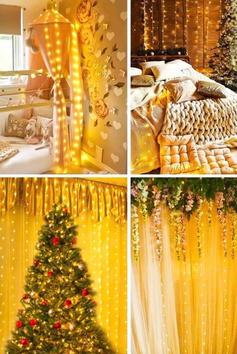 Carnivalland 3x3 Metre Sarı Usbli Kumandalı Peri LED Dekoratif Aydınlatma Yılbaşı Çam Ağacı Ev Süsleme Doğum Günü