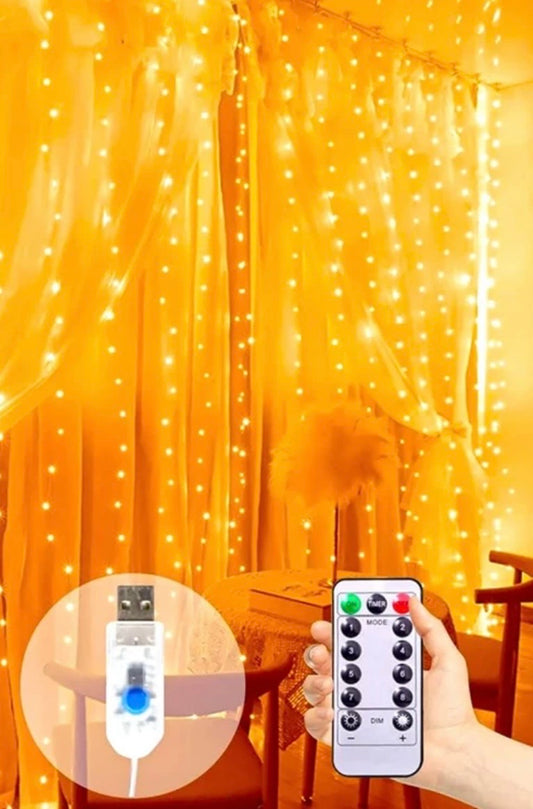 Carnivalland 3x3 Metre Sarı Usbli Kumandalı Peri LED Dekoratif Aydınlatma Yılbaşı Çam Ağacı Ev Süsleme Doğum Günü